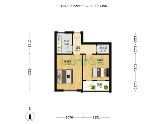 郓城南路 2室0厅1卫 46平方