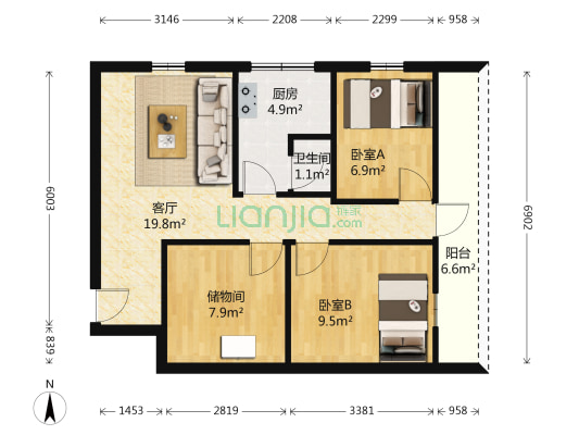 上濠基 2室1厅1卫 70平方