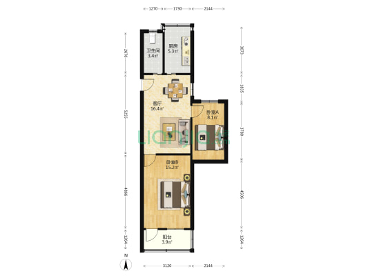 镬子山社区北门北路 2室1厅1卫 65平方