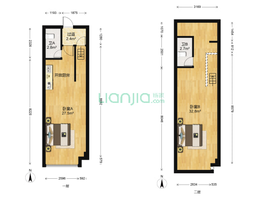 拓福广场 2室0厅2卫 45平方