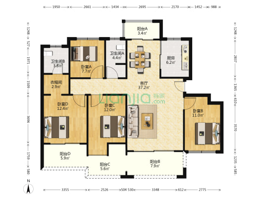宁华星湖湾洋房二期 4室1厅2卫 130平方