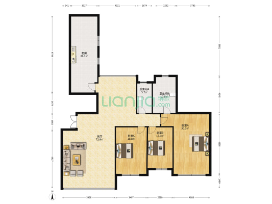 创想世纪 3室1厅2卫 400平方
