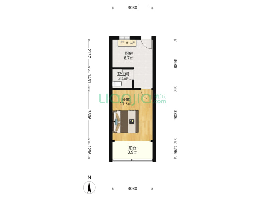江城路216号 1室0厅1卫 36平方