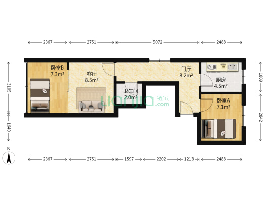 太清路 2室1厅1卫 50平方
