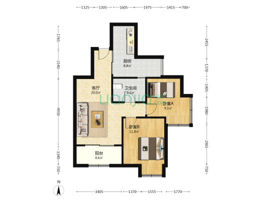 朗诗曜龙湾 2室1厅1卫 67平方