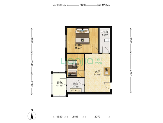 泰达小区 2室1厅1卫 62平方