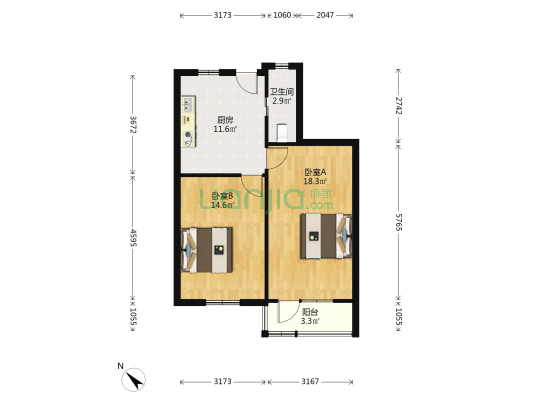 图们路33号 2室0厅1卫 64平方