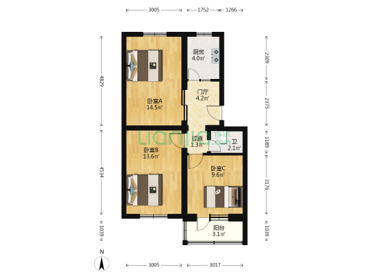 兴化路2号院 3室0厅1卫 70平方