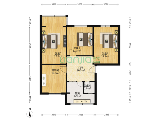 人民西路147号 3室0厅1卫 96平方