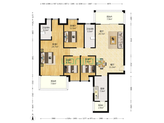 蓝湾半岛(大亚湾区) 4室2厅2卫 143平方