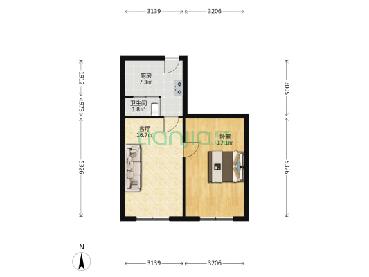 百草路 1室1厅1卫 50平方