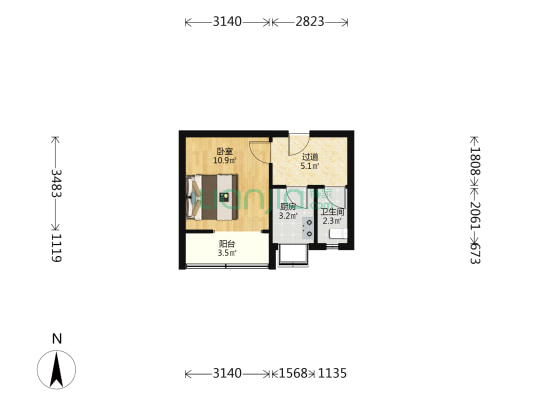 政七街14号院 1室0厅1卫 32平方