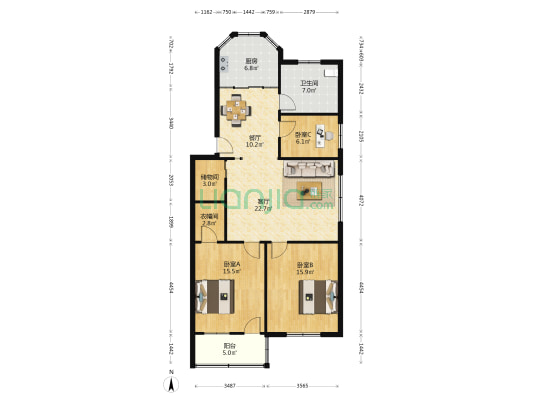 东进小区 3室2厅1卫 112平方