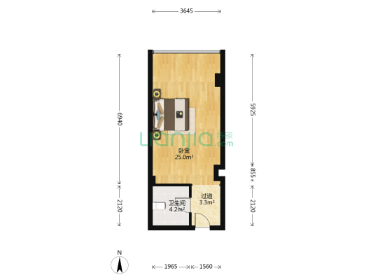 天地时代广场 1室0厅1卫 45平方