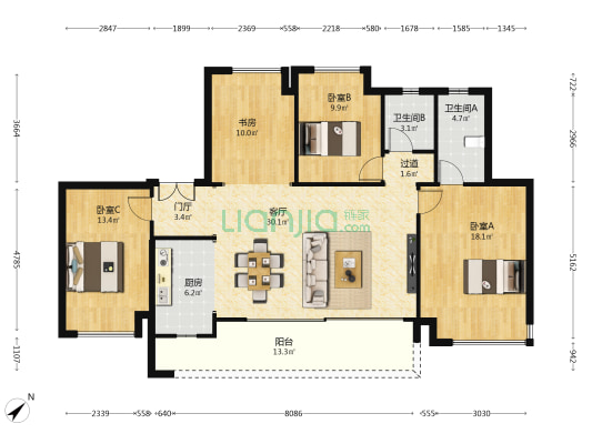 星河WORLD二期 4室1厅2卫 142平方