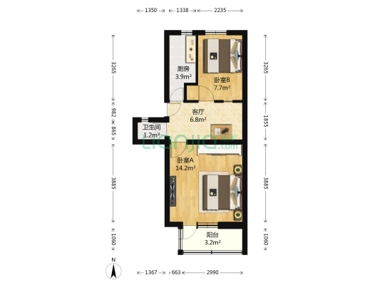 西井小区一区 2室1厅1卫 44平方