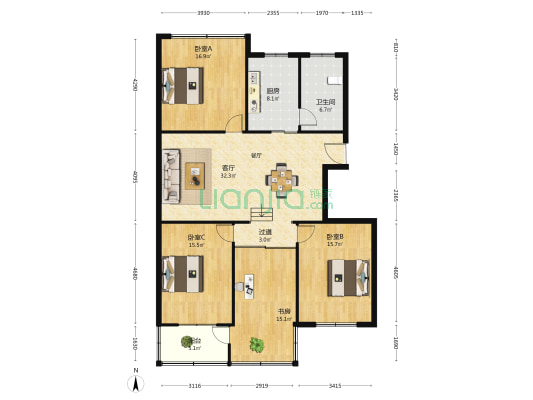 世纪花苑(通州区) 4室1厅1卫 146平方