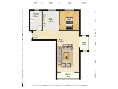 香邑溪谷 南北通透两居室 双阳台设计-涿州香邑溪谷户型图