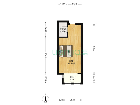 旭辉御府 1室0厅1卫 41平方