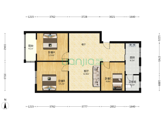 观凤东街231号 3室1厅1卫 96平方