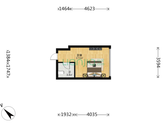 中信南航大厦 1室0厅1卫 35平方