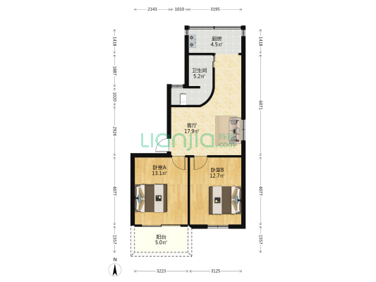 华林路129号院 2室1厅1卫 77平方