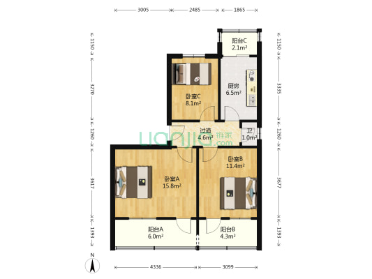民族大街5号 3室0厅1卫 78平方