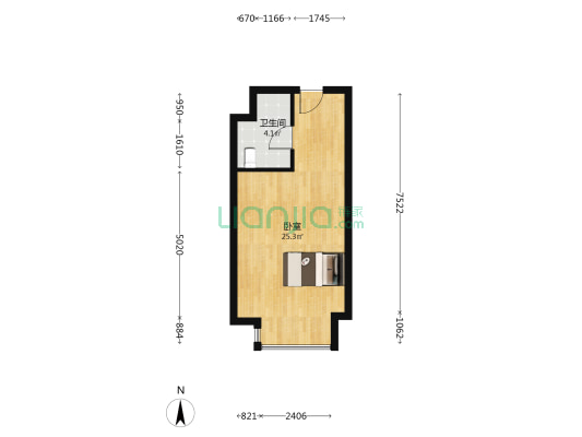金科城金玺公寓 1室0厅1卫 48平方