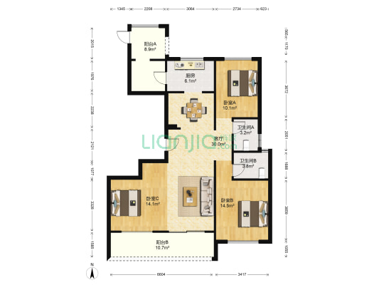 宋都江宸府 3室1厅2卫 98平方