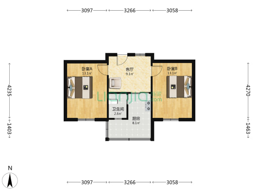 沿江东路 2室1厅1卫 53平方
