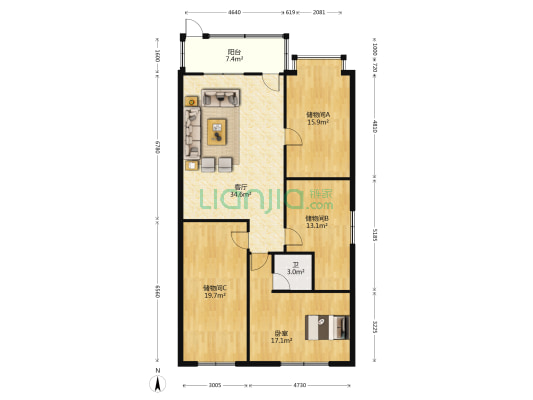 建展大厦 1室1厅1卫 135平方