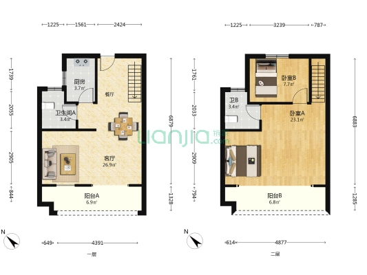 禹洲璟阅城 2室1厅2卫 89平方