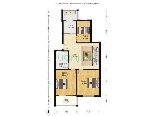 观滁新苑 2室1厅1卫 102平方