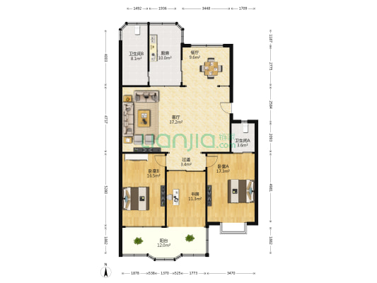 桃苑公寓 3室2厅2卫 147平方