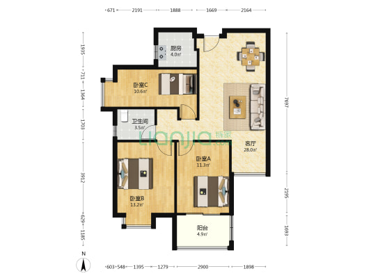 省直秀峰小区 3室1厅1卫 99平方