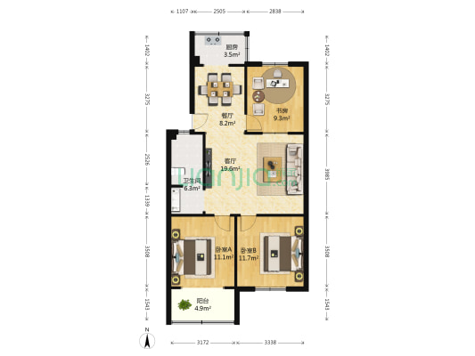 怡园小区(泉山区) 3室2厅1卫 98平方