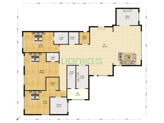 龙玺壹号 3室1厅5卫 422平方
