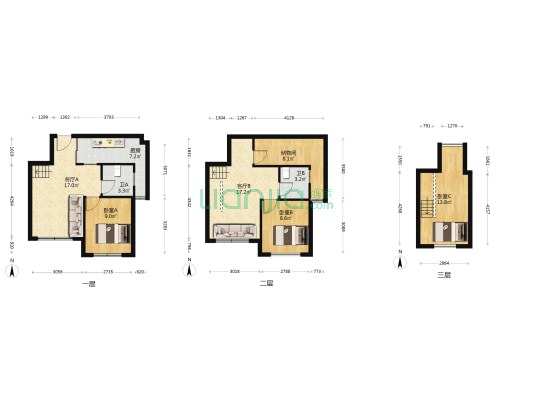 海岸华府 3室2厅2卫 53平方