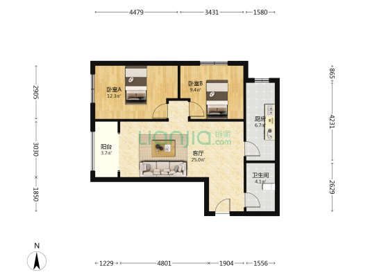 德信公园业主自住品牌装修交通便利-户型图