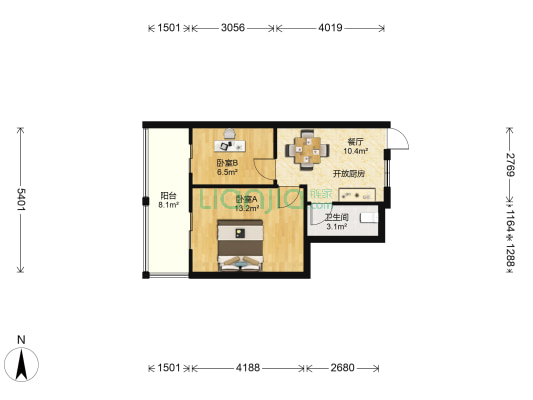 城南家园 2室1厅1卫 60平方