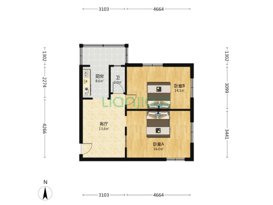 西里21号院 2室1厅1卫 78平方
