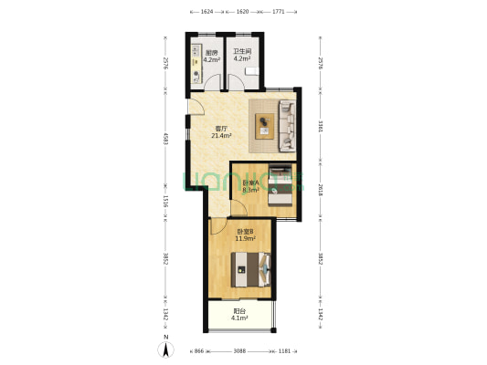 临江星苑 2室1厅1卫 75平方