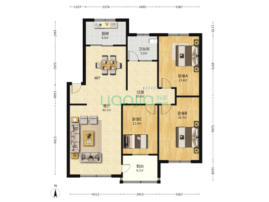 般阳生活区西一区 3室1厅1卫 138平方