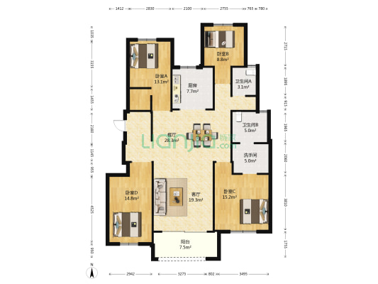 安庆大发融悦四季 4室2厅3卫 146平方
