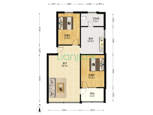 榴苑三街 2室1厅1卫 85平方