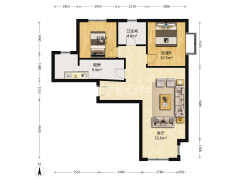 鸿坤理想湾北区南北通透的两居室，客厅朝阳，满二。-涿州鸿坤理想湾北区户型图