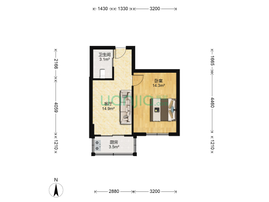教师新村 1室1厅1卫 47平方
