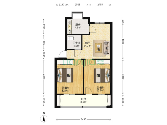 饲料厂家属院 2室1厅1卫 67平方