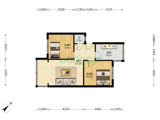 市西巷92号 2室1厅1卫 60平方