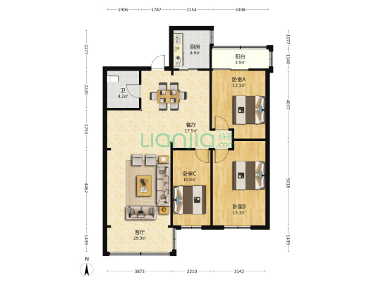 平政街37号 3室2厅1卫 99平方